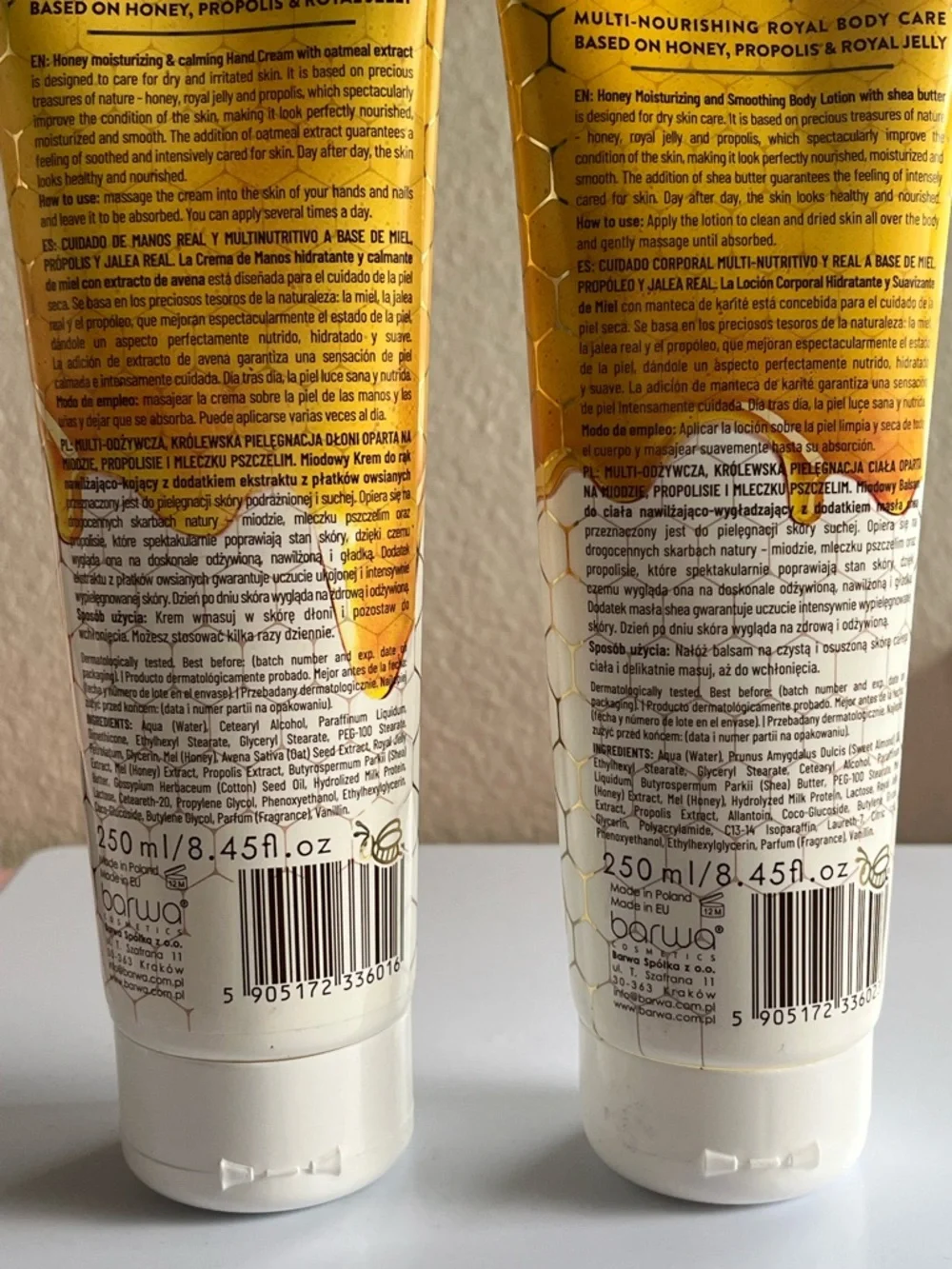 Honey & Shea Body Lotion & Honey & Oats Hand Cream 250/8.45 fl.oz Made in Poland